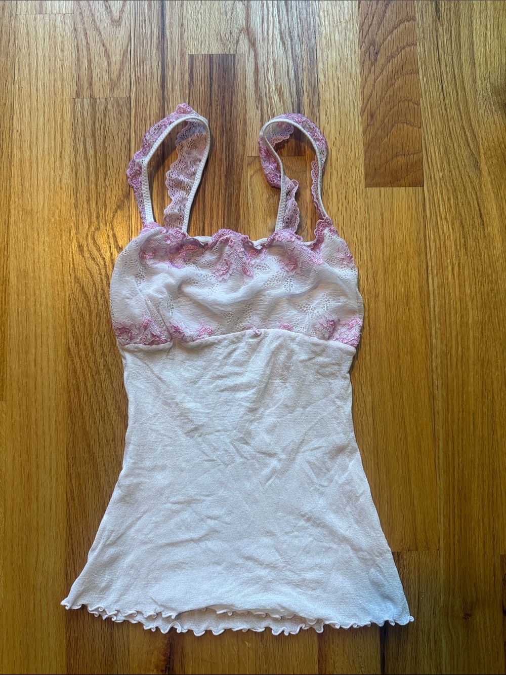 Y2K little babydoll cami tank top with lace trim